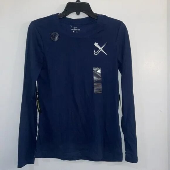 New with Tags Nike Dri Fit Cross Regionals cotton long sleeve T Women’s XS Navy - Picture 2 of 11